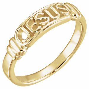 10K Yellow Gold 7 5 Mm Without Box Polished In The Name Of Jesus Chastity Size 7