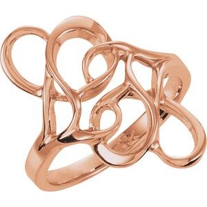 14K Rose Gold Polished Freeform Ring Size 7