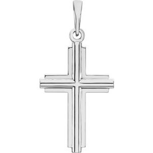 Platinum 25.1 X 12.5 Mm Polished Cross Pendant