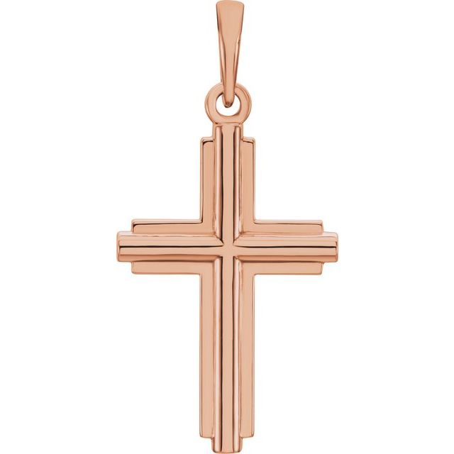 14K Rose Gold 25.1 X 12.5 Mm Polished Cross Pendant