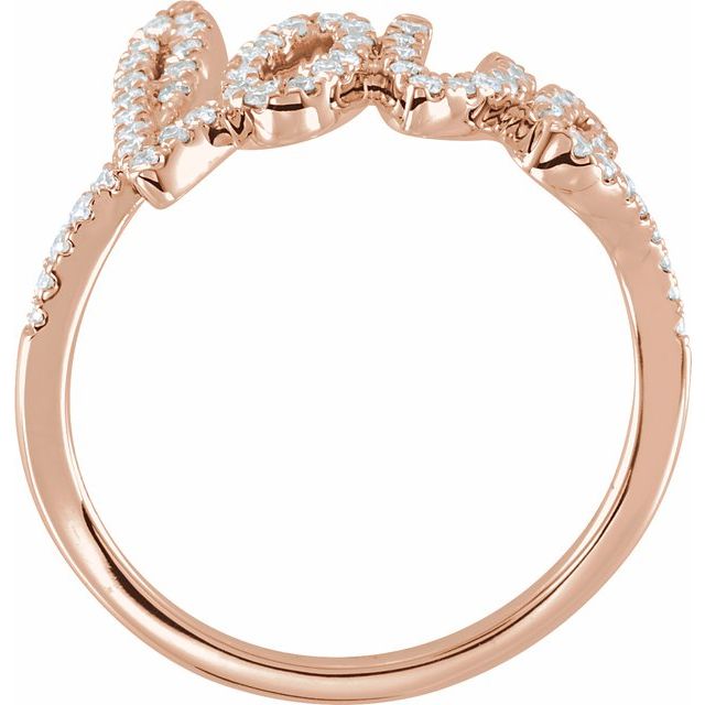 14K White Or Rose Gold Round Polished 1/4 Ctw Natural Diamond Love Ring, Size 7
