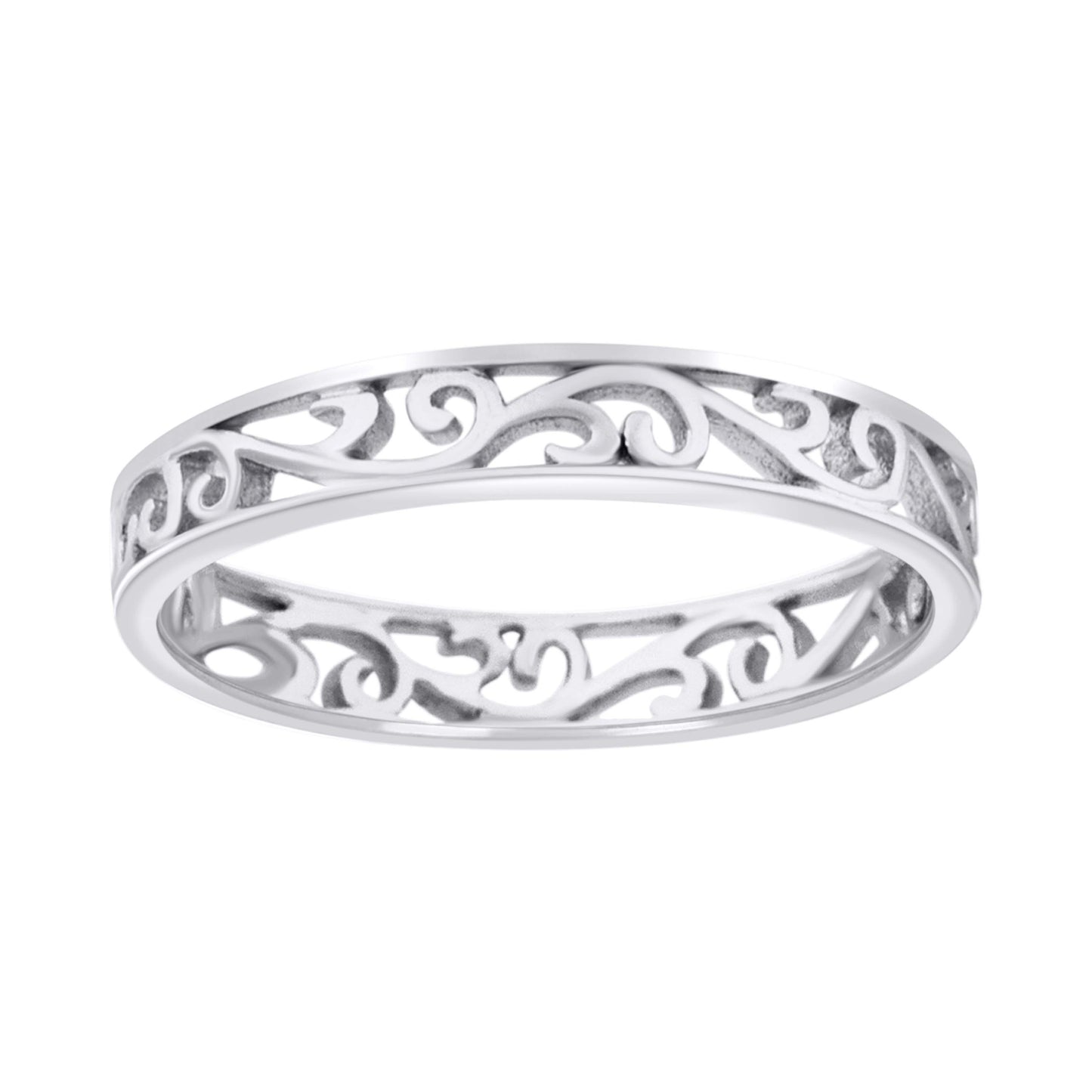 Sterling Silver Womens Scroll Pattern Fashion Bridal Anniversary Wedding Engagement Band Ring