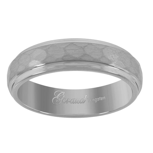 Tungsten Hammered Finish Mens Comfort-fit 6mm Sizes 7 - 14 Wedding Band