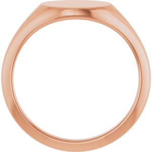 14K Rose Gold Oval 10 X 8 Mm Brush Polished Signet Ring Size 7
