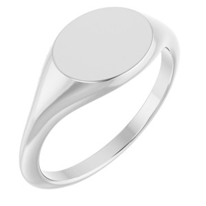 Sterling Silver Oval 10 X 8 Mm Brush Polished Signet Ring Size 7