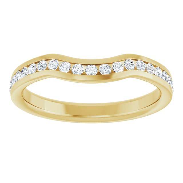 14K Yellow Gold Round 1.5 Mm Polished 1/3 Ctw Natural Diamond Contour Band, Size 7