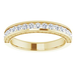 14K Yellow Gold Round 2 Mm 1/2 Ctw Natural Diamond Anniversary Band Size 7
