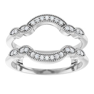14K White Gold Round 1 Mm Polished 1/8 Ctw Lab Grown Diamond Ring Guard Size 7