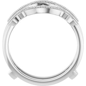 14K White Gold Round 1 Mm Polished 1/8 Ctw Lab Grown Diamond Ring Guard Size 7