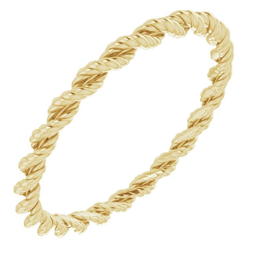 14K Yellow Gold Gold Polished Rope Standard-Fit Band, Size 9