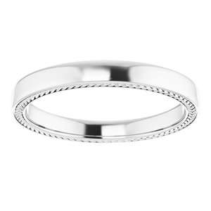 14K White Gold 3 Mm Polished Wheat Pattern Band Size 10