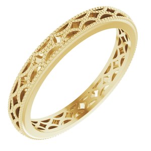 14K Yellow Gold 3 Mm Polished Patterned Design Band Size 7