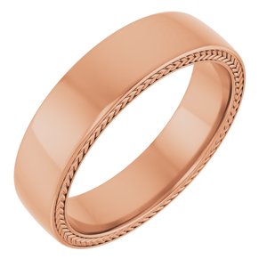 14K Rose Gold 6 Mm Polished Wheat Pattern Band Size 10