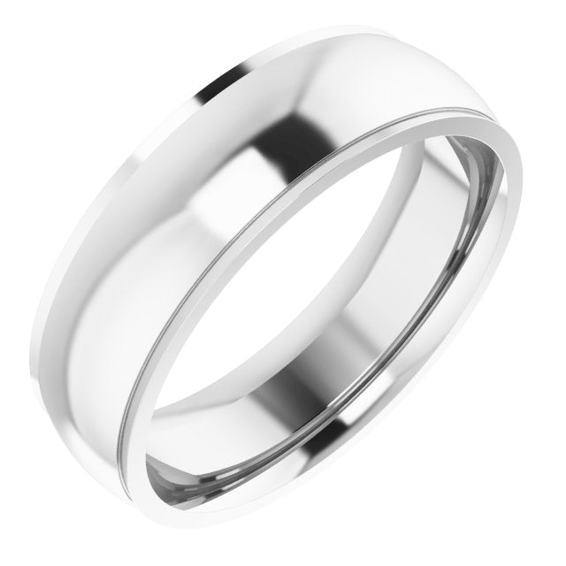 14K Yellow Or White Or Rose Gold Or Sterling Silver Or Platinum Or Palladium Standard Stepped-Edge Comfort-Fit Half Round Band