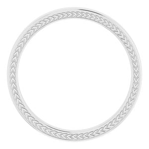14K White Gold 3 Mm Polished Wheat Pattern Band Size 10