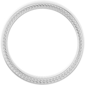 14K White Gold 6 Mm Polished Wheat Pattern Band Size 10.5