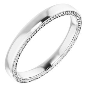 14K White Gold 3 Mm Polished Wheat Pattern Band Size 10