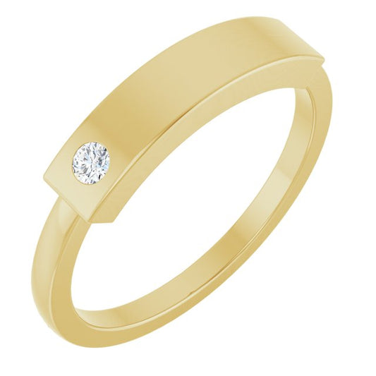 14K Yellow Gold Or Sterling Silver Round 1.8 Mm Polished .03 Ctw Natural Diamond Stackable Family Ring, Size 7