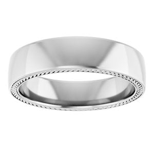 14K White Gold 6 Mm Polished Wheat Pattern Band Size 11.5