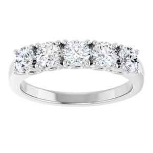 14K White Gold Natural Diamond Round 3.8 Mm Polished 9/10 Ctw Natural Diamond Anniversary Band Size 7