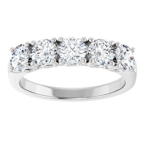 14K White Gold Natural Diamond Round 4.1 Mm Polished 1 1/6 Ctw Natural Diamond Anniversary Band Size 7