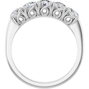 14K White Gold Natural Diamond Round 3.8 Mm Polished 9/10 Ctw Natural Diamond Anniversary Band Size 7