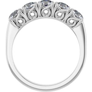 14K White Gold Natural Diamond Round 4.1 Mm Polished 1 1/6 Ctw Natural Diamond Anniversary Band Size 7