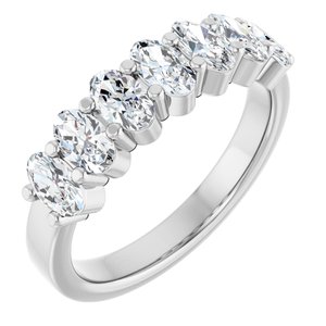 Platinum  Oval 5 X 3 Mm Polished 1 1/3 Ctw Lab-Grown Diamond Anniversary Band Size 7
