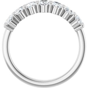 14K White Gold Oval 5 X 3 Mm Polished 1 1/3 Ctw Lab-Grown Diamond Anniversary Band Size 7