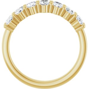 14K Yellow Gold Oval 5 X 3 Mm Polished 1 1/3 Ctw Lab-Grown Diamond Anniversary Band Size 7