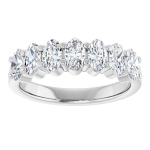Platinum  Oval 5 X 3 Mm Polished 1 1/3 Ctw Lab-Grown Diamond Anniversary Band Size 7