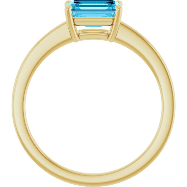 14K Yellow Gold Emerald 7 X 5 Mm Polished Natural Gem Solitaire Ring Size 7