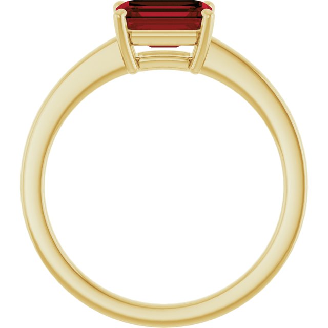14K Yellow Gold Emerald 7 X 5 Mm Polished Natural Gem Solitaire Ring Size 7