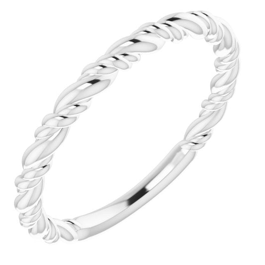 Platinum Polished Stackable Rope Ring, Size 7