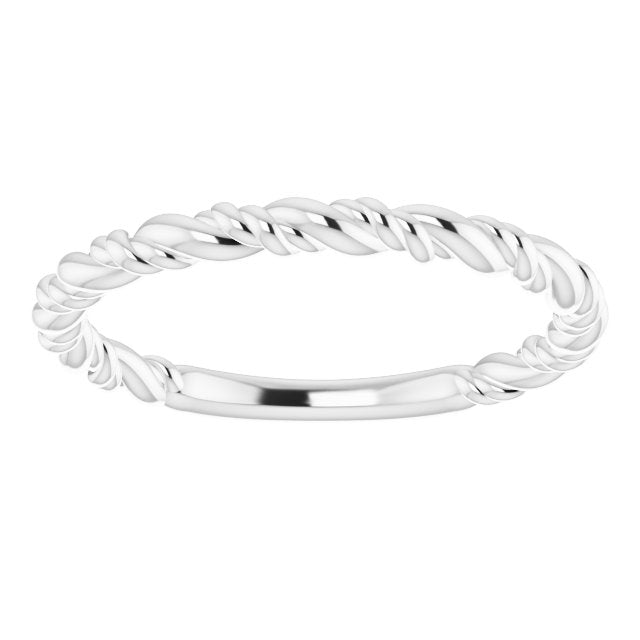 Platinum Polished Stackable Rope Ring, Size 7