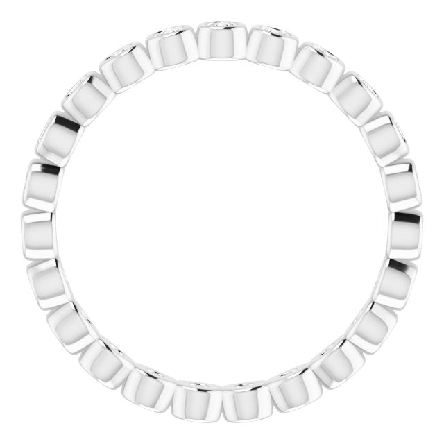 14K White Gold Round 1.5 Mm Si2-Si3, G-H Polished 1/3 Ctw Natural Diamond Eternity Band, Size 6.5