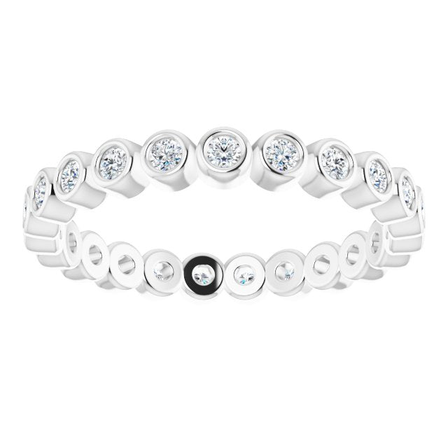 14K White Gold Round 1.5 Mm Si2-Si3, G-H Polished 1/3 Ctw Natural Diamond Eternity Band, Size 6.5