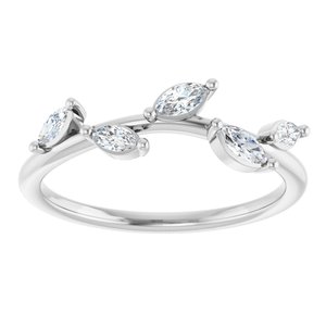 14K White Gold Lab-Grown Diamond Marquise 4 X 2 Mm Lab-Grown Diamond Polished 1/3 Ctw Lab Grown Diamond Leaf Ring Size 7