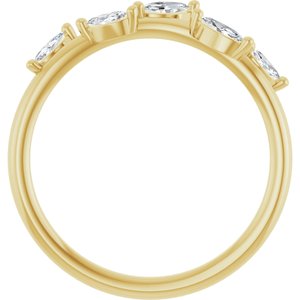 14K Yellow Gold Lab-Grown Diamond Marquise 4 X 2 Mm Lab-Grown Diamond Polished 1/3 Ctw Lab Grown Diamond Leaf Ring Size 7