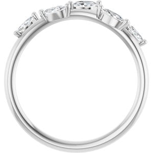 14K White Gold Lab-Grown Diamond Marquise 4 X 2 Mm Lab-Grown Diamond Polished 1/3 Ctw Lab Grown Diamond Leaf Ring Size 7