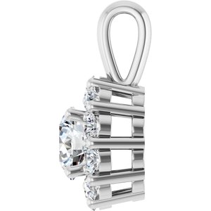 14K White Gold Round 4.8Mm G-H Si1-Si2 3/4 Ctw Lab-Grown Diamond Halo-Style Pendant