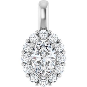 14K White Gold Oval 6 X 4Mm G-H Si 3/4 Ctw Lab-Grown Diamond Halo-Style Pendant