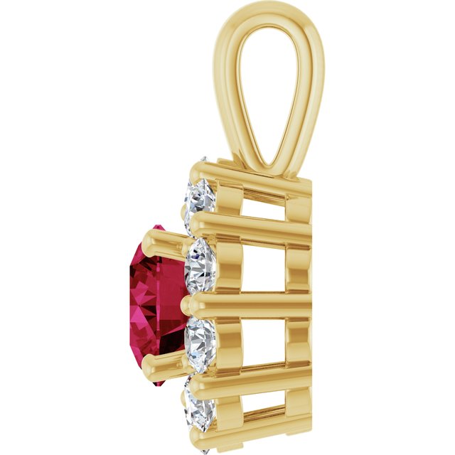 14K Yellow Or White Gold Round  5.2Mm  Si2-Si3, Gh Polished Lab-Grown Gem And 1/3 Ctw Lab-Grown Diamond Pendant