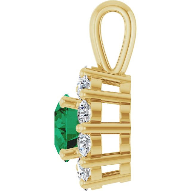 14K Yellow Or White Gold Round  5.2Mm  Si2-Si3, Gh Polished Lab-Grown Gem And 1/3 Ctw Lab-Grown Diamond Pendant