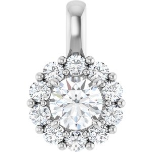 14K White Gold Round 4.8Mm G-H Si1-Si2 3/4 Ctw Lab-Grown Diamond Halo-Style Pendant