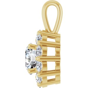 14K Yellow Gold Round 5.5Mm G-H Si1-Si2 1 Ctw Lab-Grown Diamond Halo-Style Pendant