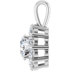 14K White Gold Round 5.5Mm G-H Si1-Si2 1 Ctw Lab-Grown Diamond Halo-Style Pendant