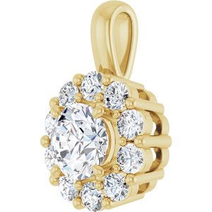 14K Yellow Gold Round 5.5Mm G-H Si1-Si2 1 Ctw Lab-Grown Diamond Halo-Style Pendant