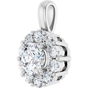 14K White Gold Round 5.5Mm G-H Si1-Si2 1 Ctw Lab-Grown Diamond Halo-Style Pendant