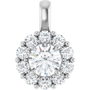 14K White Gold Round 5.5Mm G-H Si1-Si2 1 Ctw Lab-Grown Diamond Halo-Style Pendant